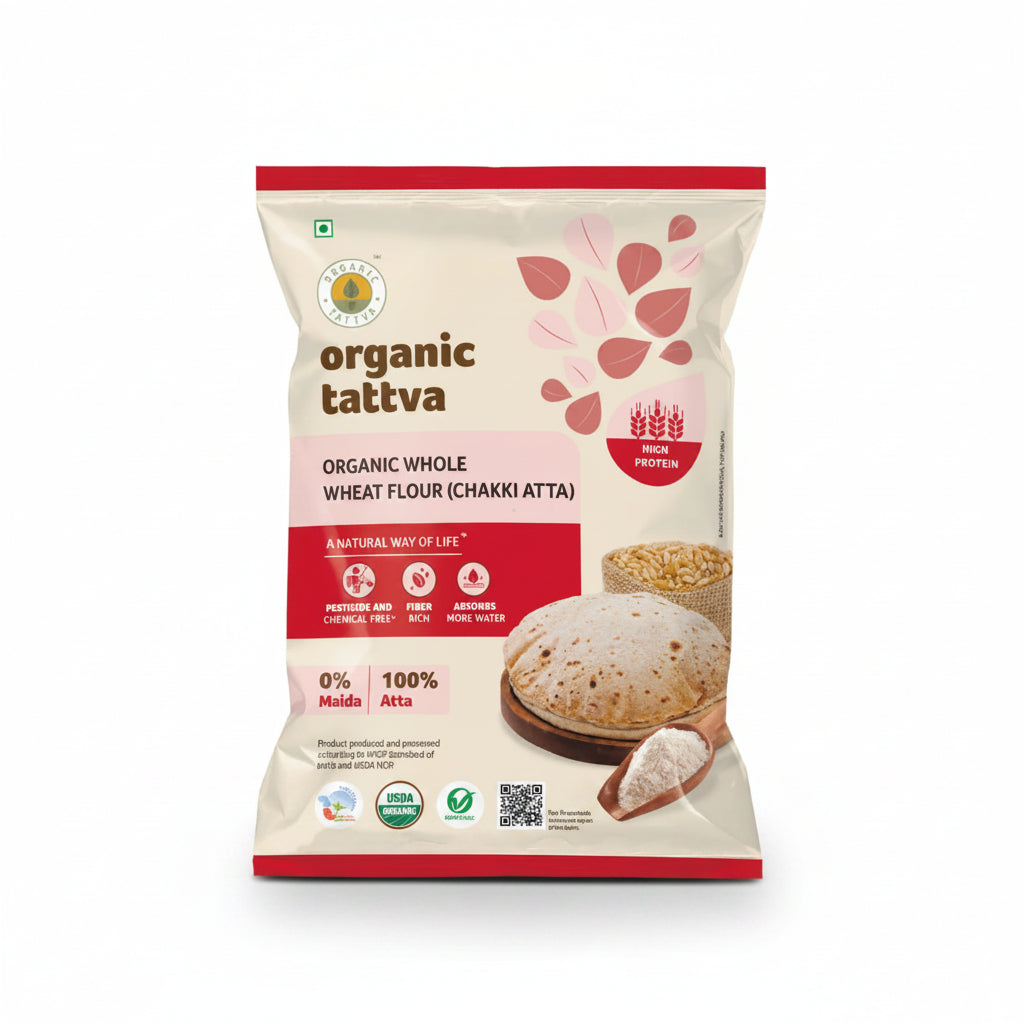 Organic Tattva Organic Whole Wheat Flour Chakki Atta (5kg)