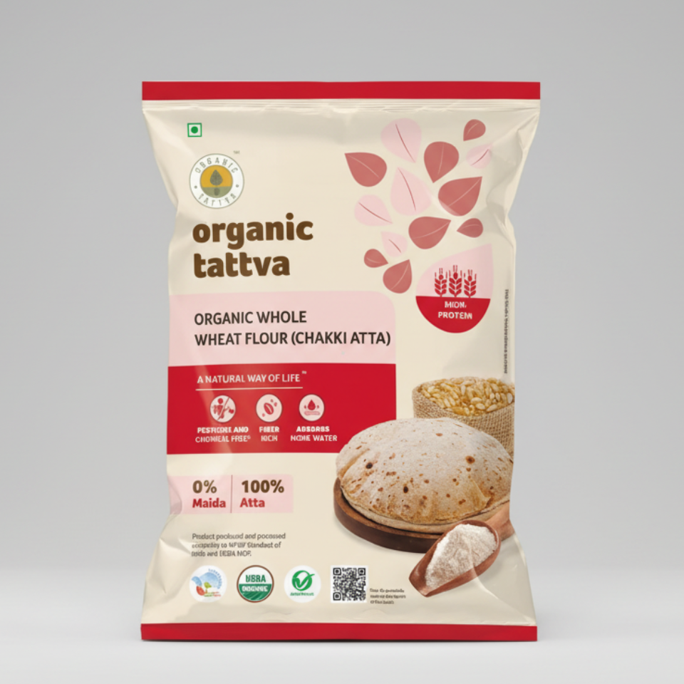 Organic Tattva Whole Wheat Flour (Chakki Atta) 1KG