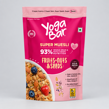 Yoga Bar Super Muesli Wholegrain Dry Fruits, Nuts + Seeds, 400g Buy1 Get1 Free