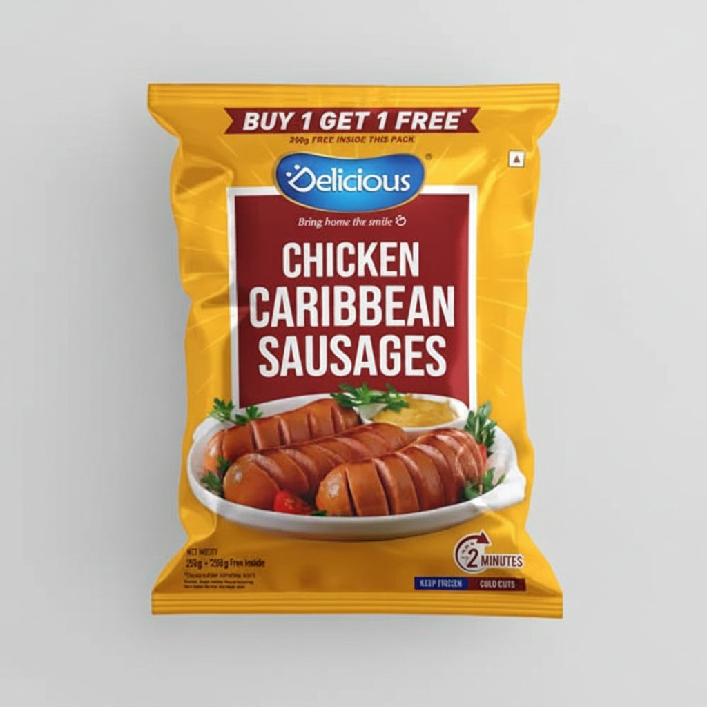 Delicious Chicken Caribbean Sausages Buy 1 Get 1 Free (250g)