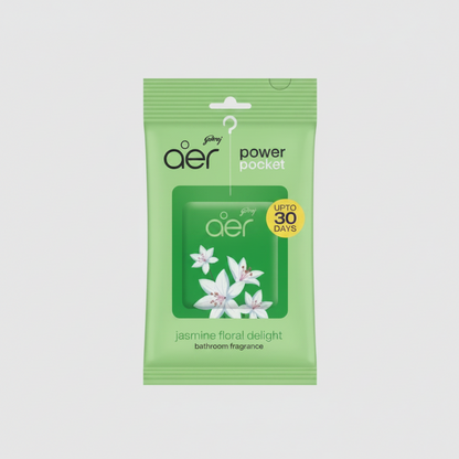 Godrej Aer Power Pocket Bathroom Fragrance Jasmine Floral Delight (10g)