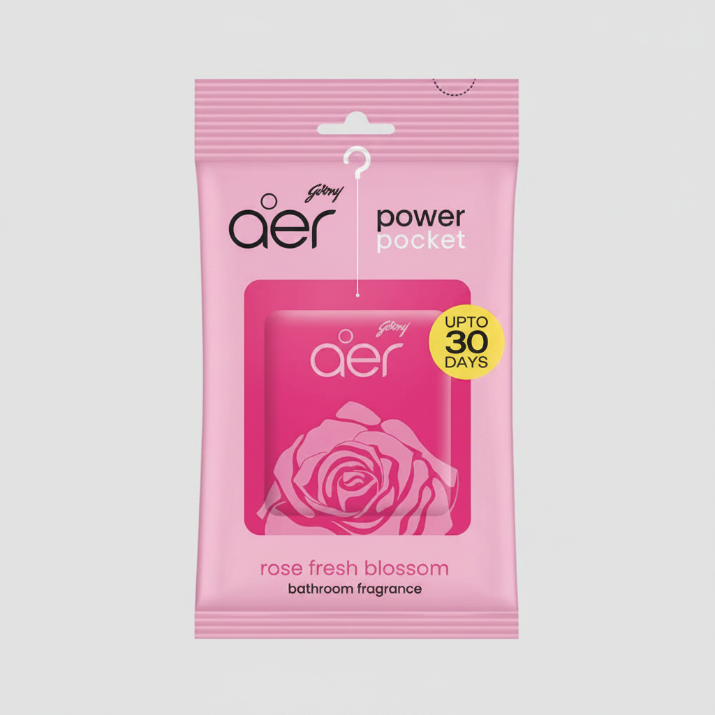 Godrej Aer Power Pocket Bathroom Fragrance Rose Fresh Blossom (10g)