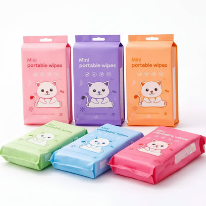 Mini Portable Wipes Pink (8Packs)