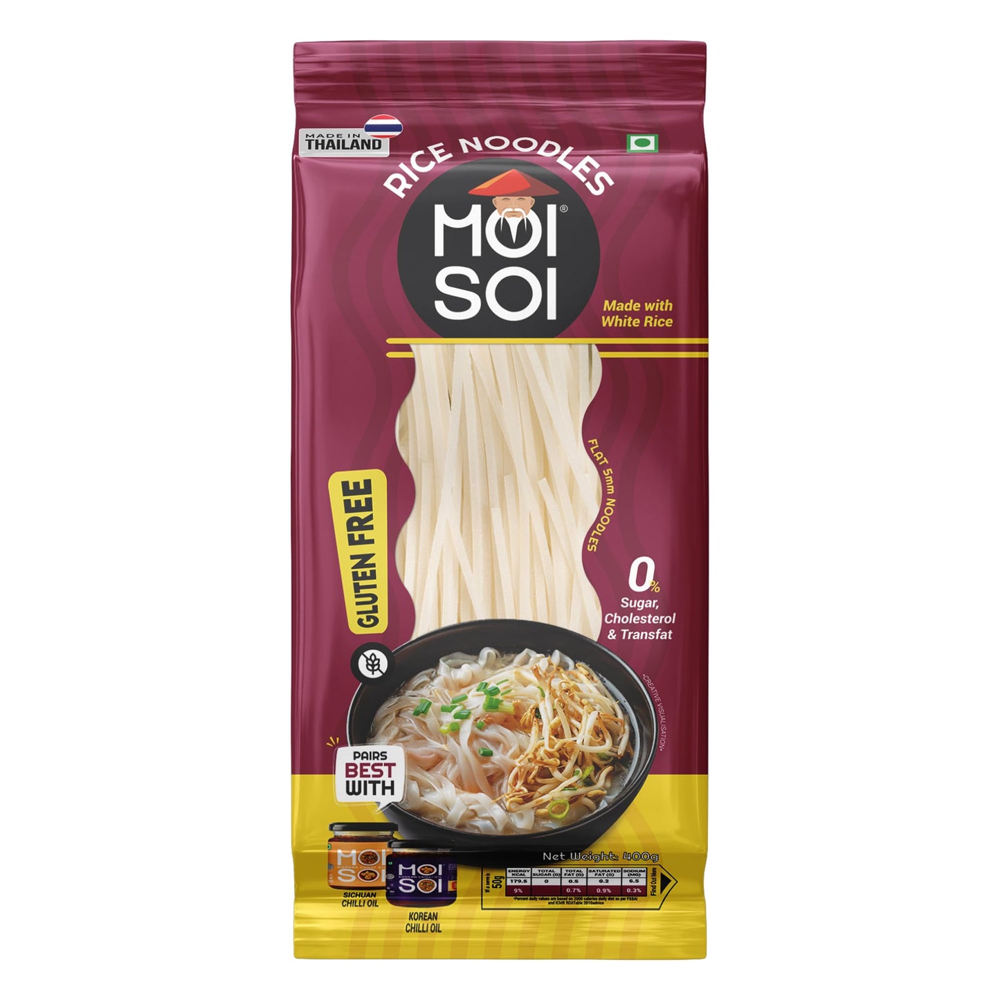 Moi Soi Rice Noodles Made with White Rice (400g)