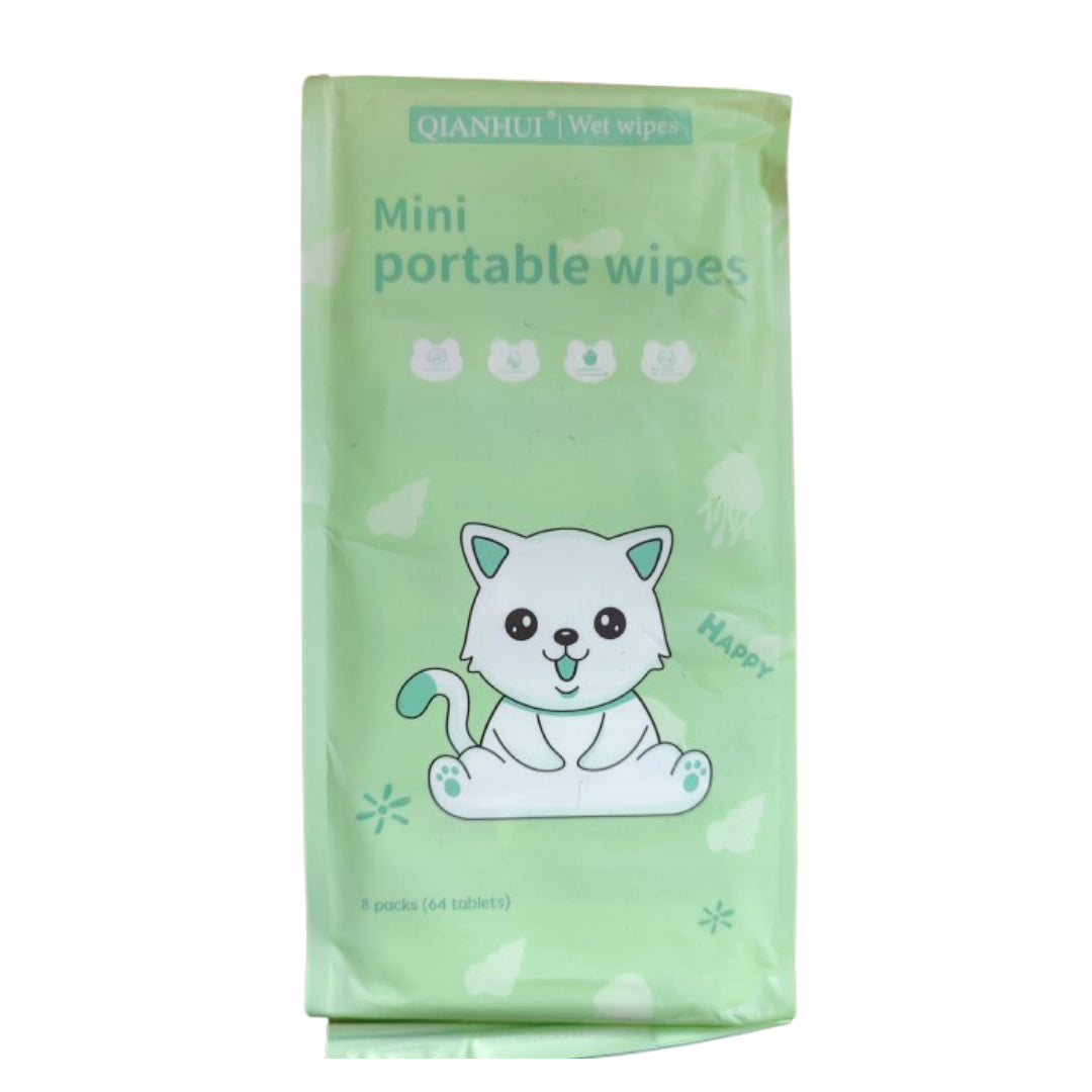 Wet Wipes Mini Portable Green Pack of 8