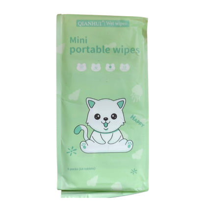 Wet Wipes Mini Portable Green Pack of 8