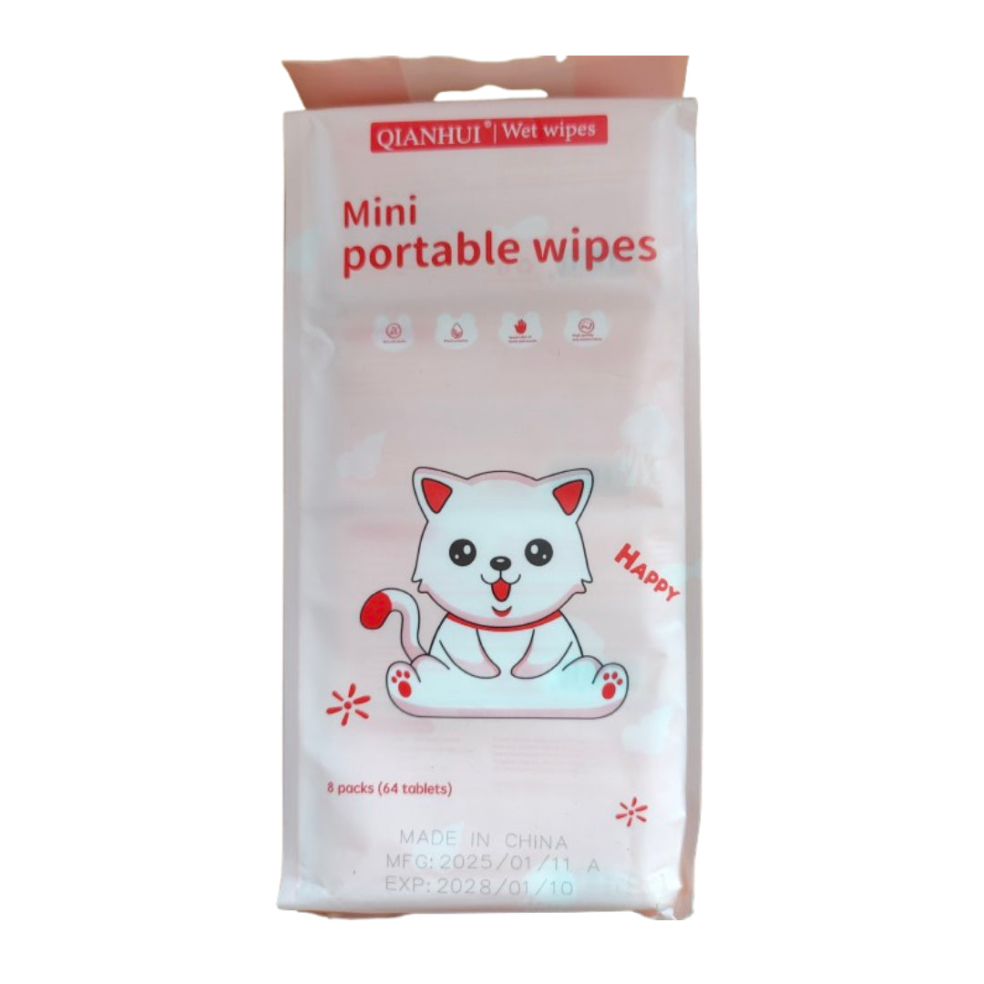 Wet Wipes Mini Portable Peach Pack of 8