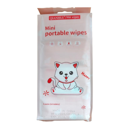 Wet Wipes Mini Portable Peach Pack of 8
